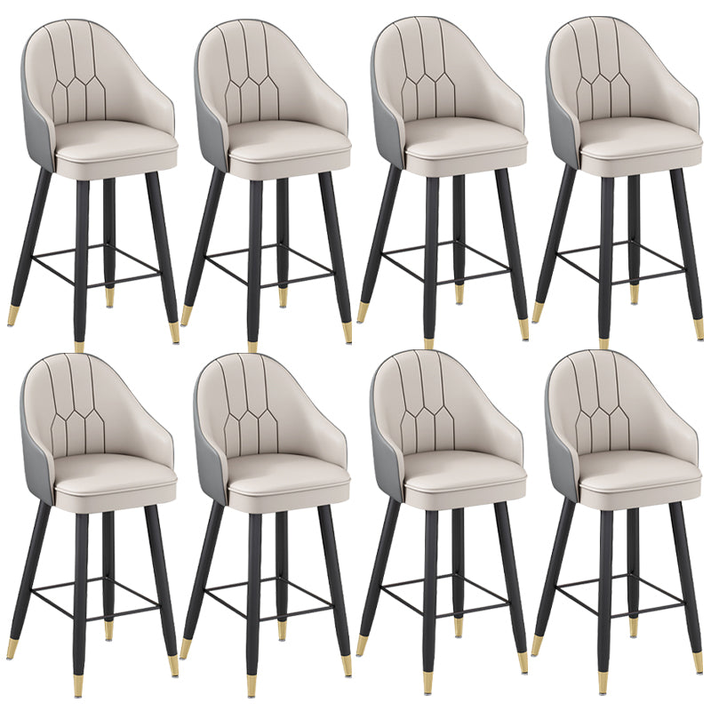 Modern Bucket Seat Bar Stools Faux Leather Low Back Barstool