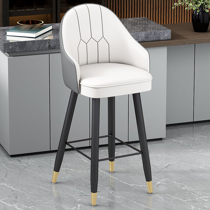 Modern Bucket Seat Bar Stools Faux Leather Low Back Barstool