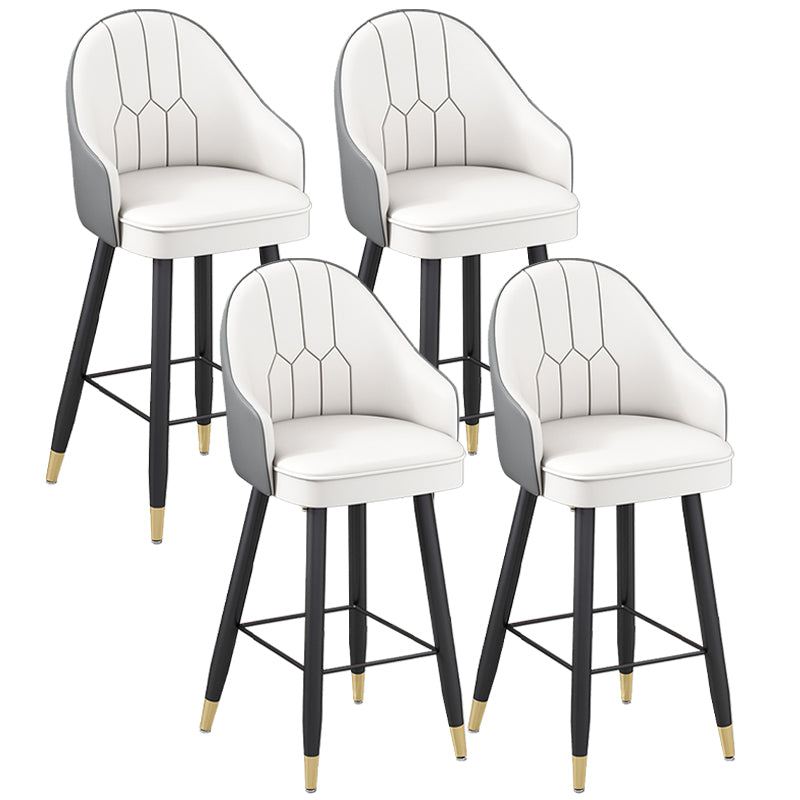 Modern Bucket Seat Bar Stools Faux Leather Low Back Barstool