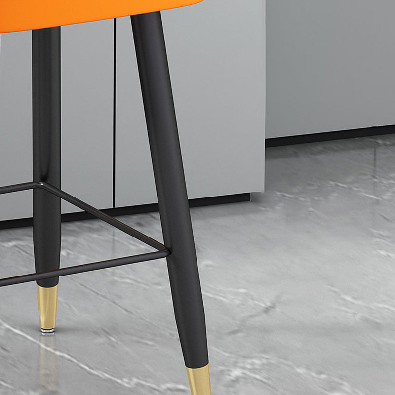 Modern Bucket Seat Bar Stools Faux Leather Low Back Barstool