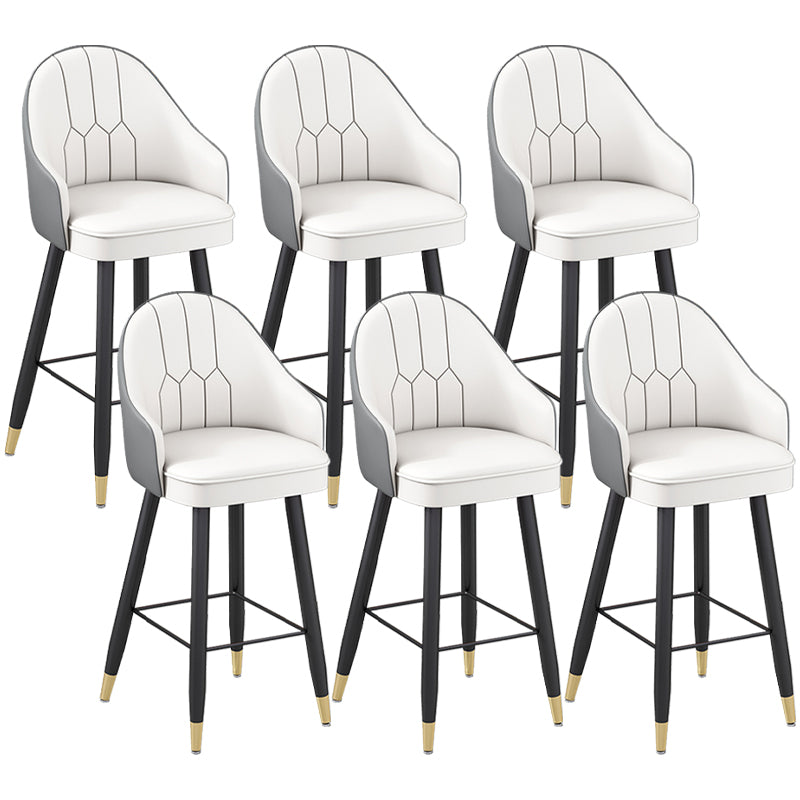 Modern Bucket Seat Bar Stools Faux Leather Low Back Barstool