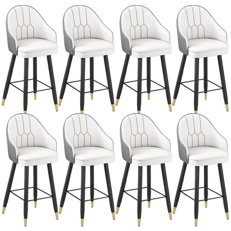 Modern Bucket Seat Bar Stools Faux Leather Low Back Barstool