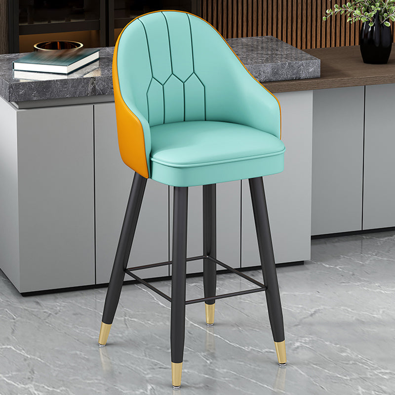 Modern Bucket Seat Bar Stools Faux Leather Low Back Barstool