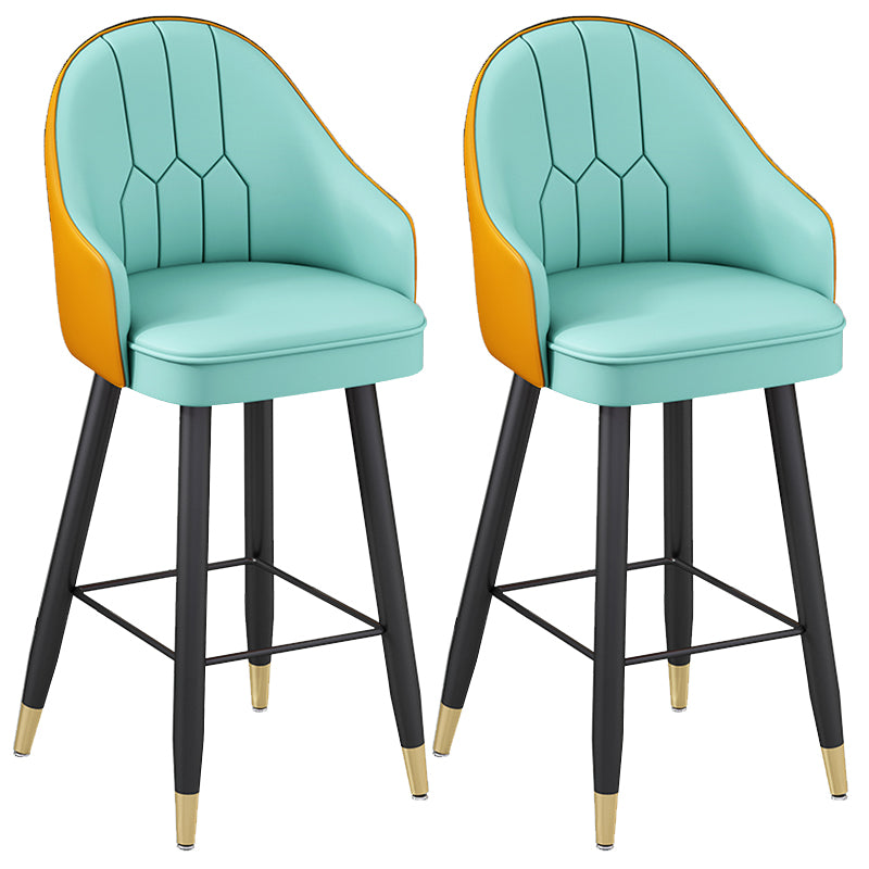 Modern Bucket Seat Bar Stools Faux Leather Low Back Barstool