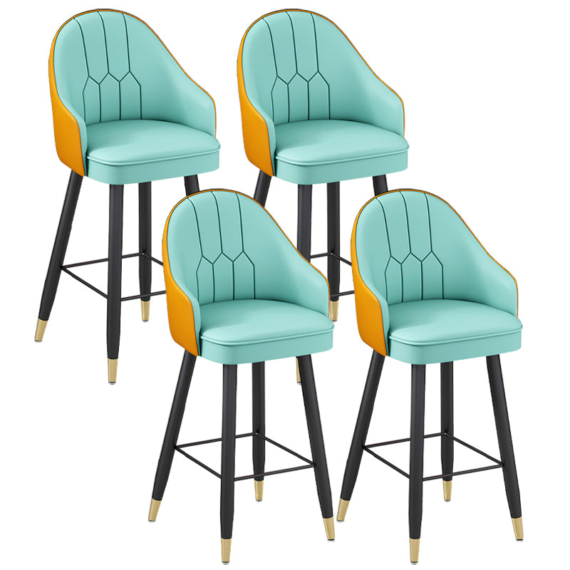 Modern Bucket Seat Bar Stools Faux Leather Low Back Barstool