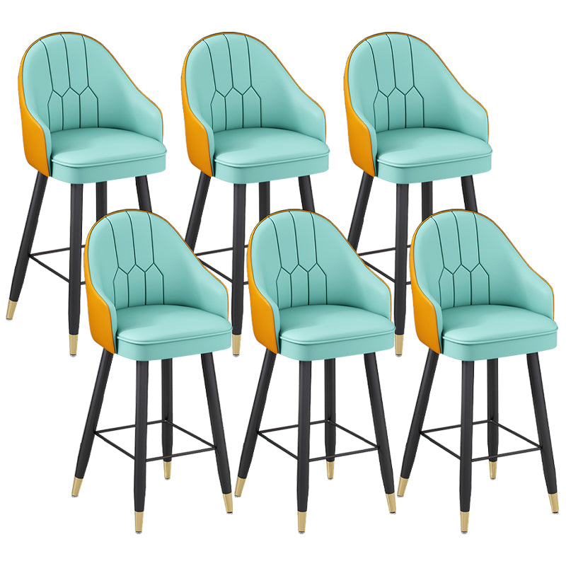 Modern Bucket Seat Bar Stools Faux Leather Low Back Barstool