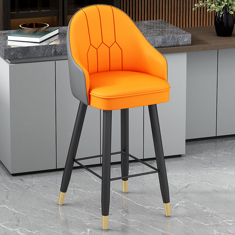Modern Bucket Seat Bar Stools Faux Leather Low Back Barstool