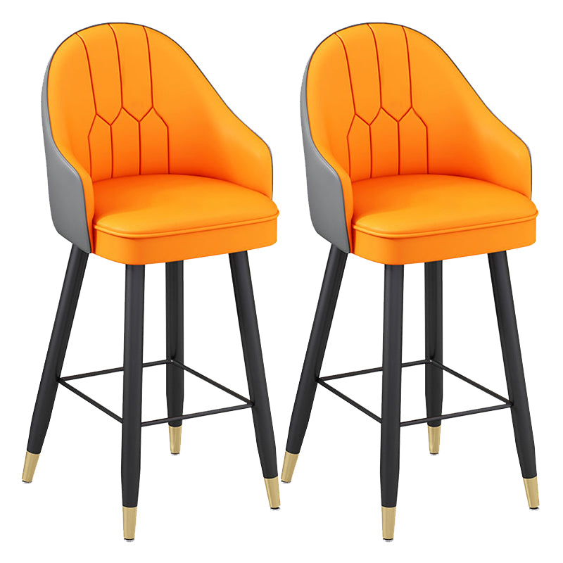 Modern Bucket Seat Bar Stools Faux Leather Low Back Barstool