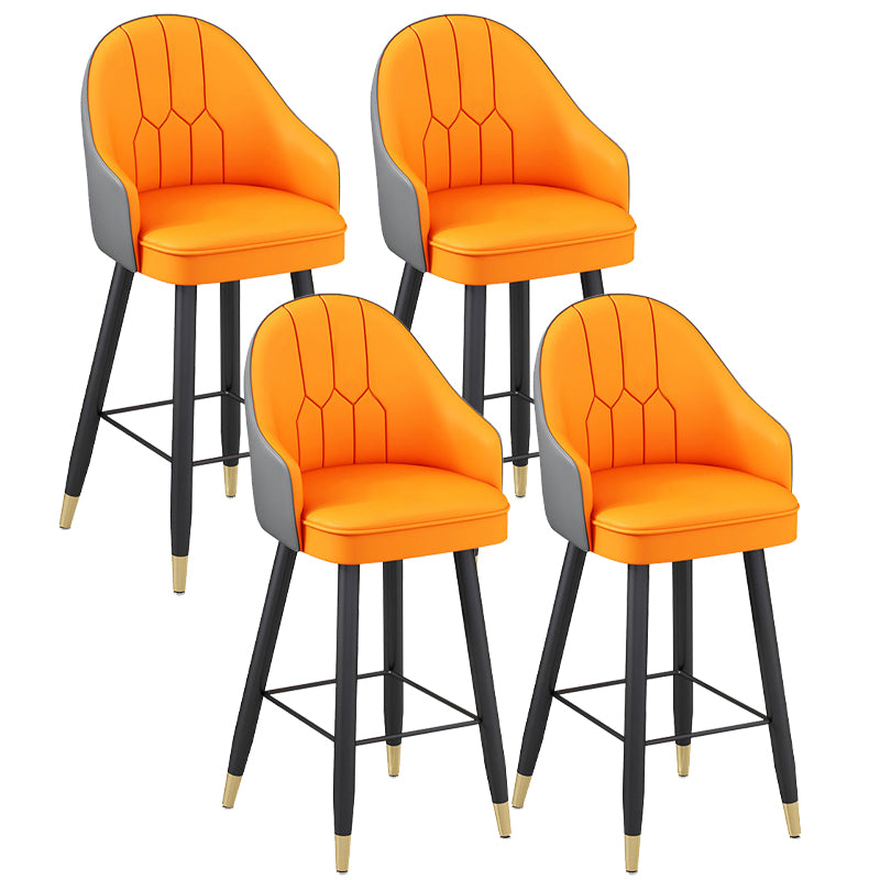 Modern Bucket Seat Bar Stools Faux Leather Low Back Barstool