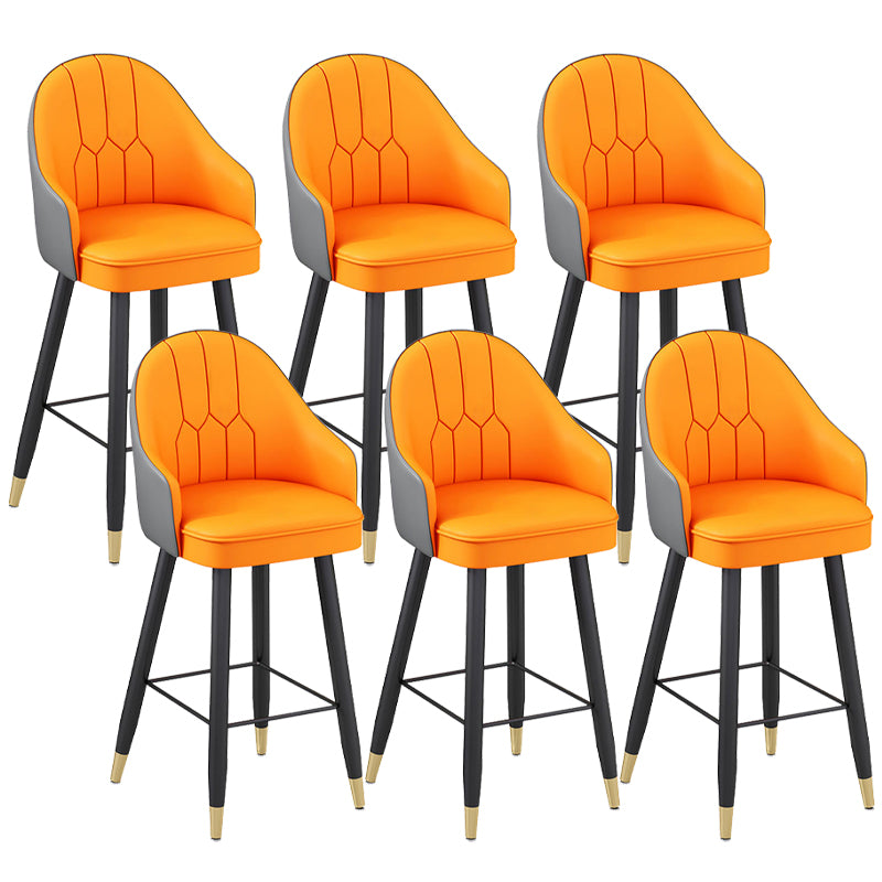 Modern Bucket Seat Bar Stools Faux Leather Low Back Barstool