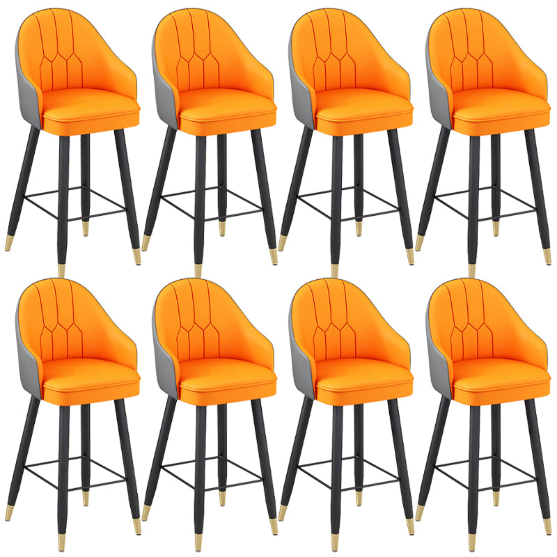 Modern Bucket Seat Bar Stools Faux Leather Low Back Barstool