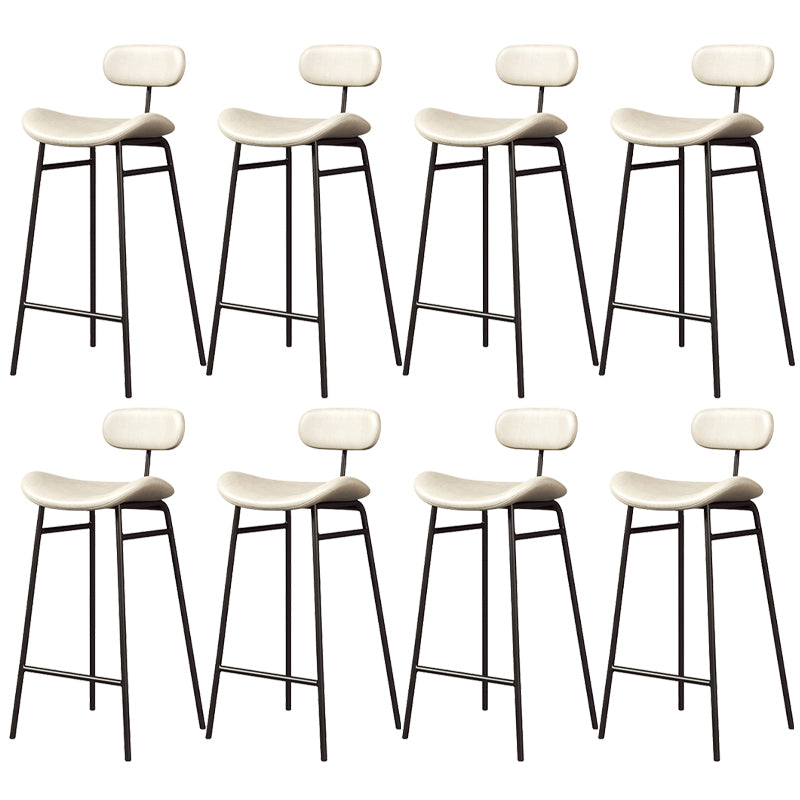 Faux Leather Bar Stools Scandinavian Low Back Armless Barstool with 4 Iron Legs
