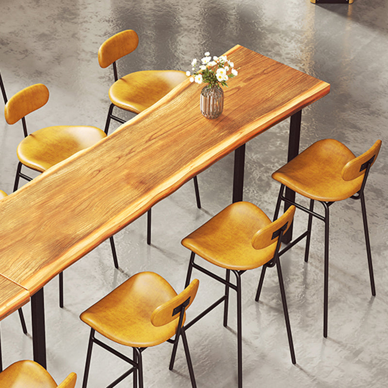 Faux Leather Bar Stools Scandinavian Low Back Armless Barstool with 4 Iron Legs