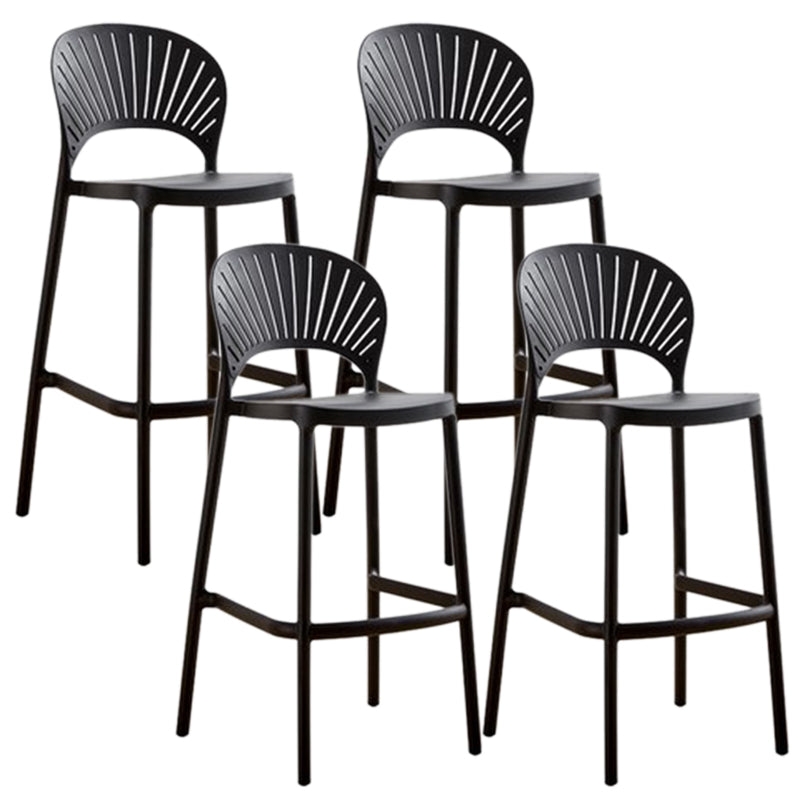 Contemporary Plastic Barstool Plastic Low Back Counter Stool in Matte Finish for Indoor