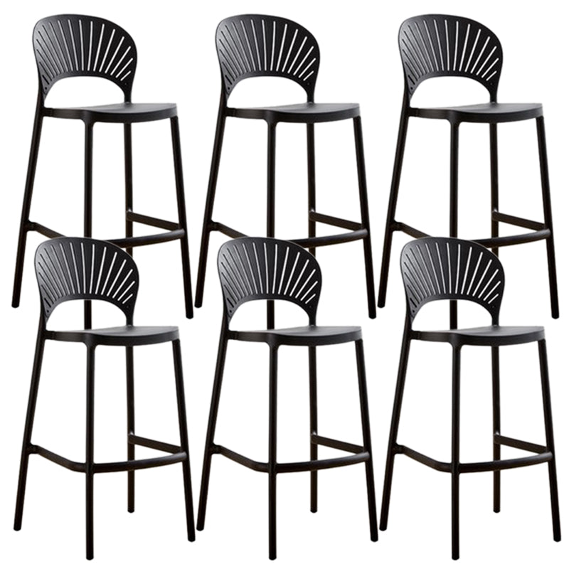 Contemporary Plastic Barstool Plastic Low Back Counter Stool in Matte Finish for Indoor