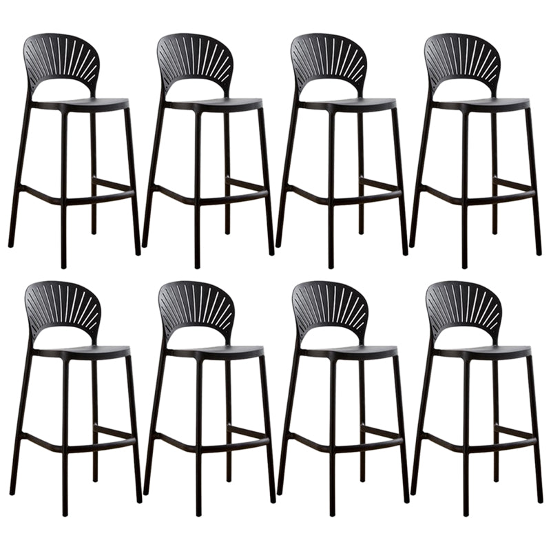 Contemporary Plastic Barstool Plastic Low Back Counter Stool in Matte Finish for Indoor