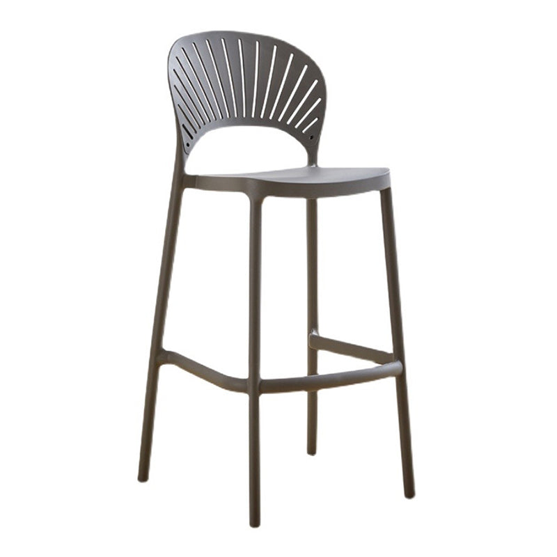 Contemporary Plastic Barstool Plastic Low Back Counter Stool in Matte Finish for Indoor