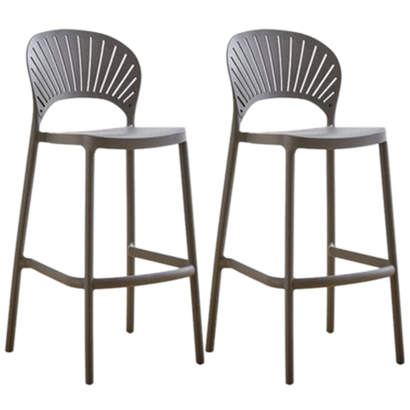 Contemporary Plastic Barstool Plastic Low Back Counter Stool in Matte Finish for Indoor