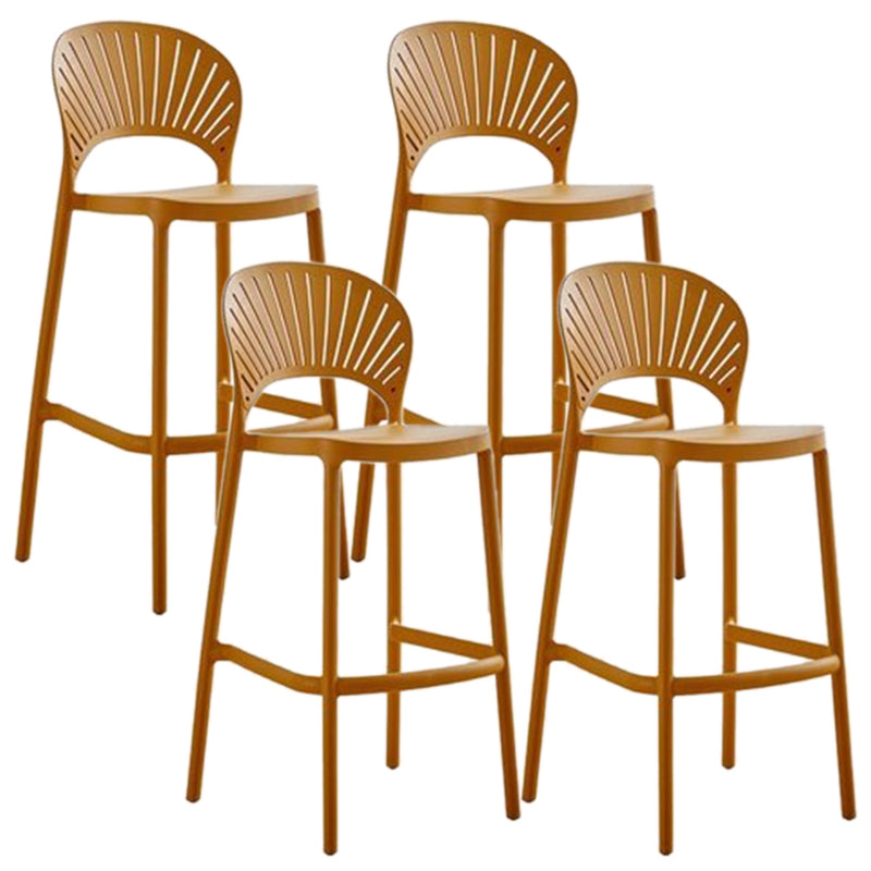Contemporary Plastic Barstool Plastic Low Back Counter Stool in Matte Finish for Indoor