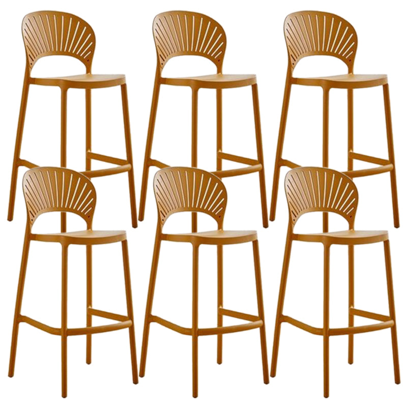 Contemporary Plastic Barstool Plastic Low Back Counter Stool in Matte Finish for Indoor