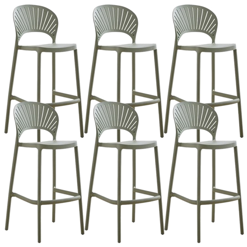 Contemporary Plastic Barstool Plastic Low Back Counter Stool in Matte Finish for Indoor