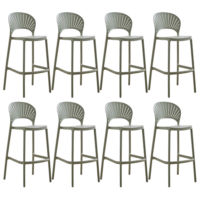 Contemporary Plastic Barstool Plastic Low Back Counter Stool in Matte Finish for Indoor