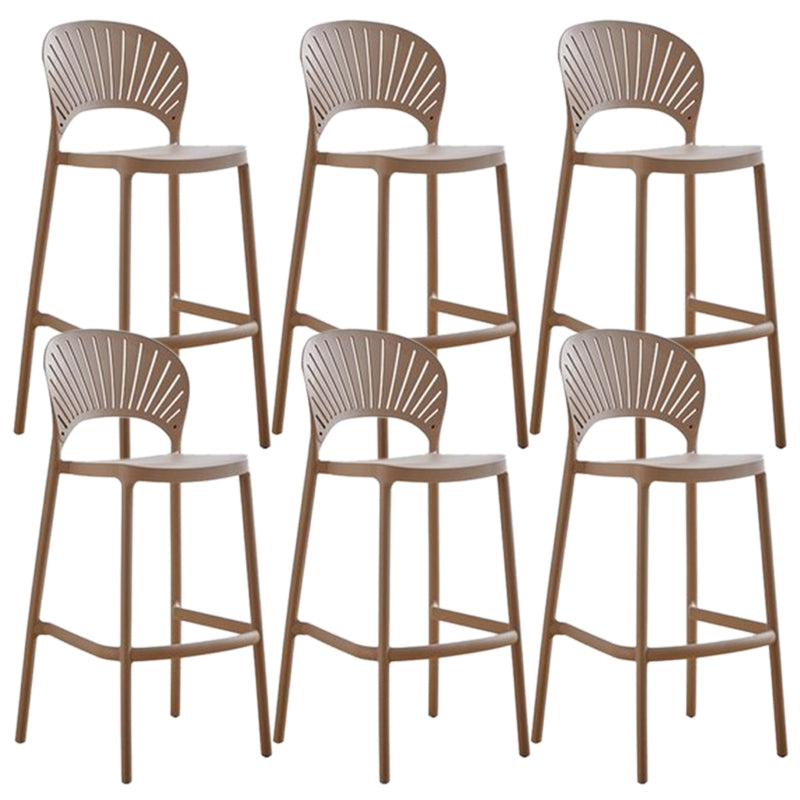 Contemporary Plastic Barstool Plastic Low Back Counter Stool in Matte Finish for Indoor