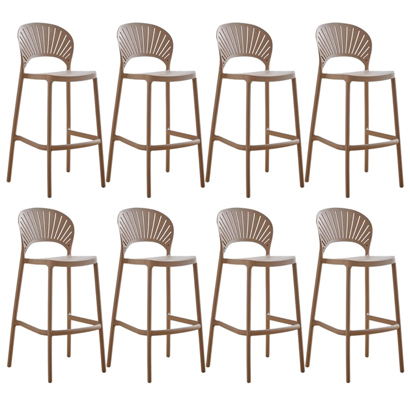 Contemporary Plastic Barstool Plastic Low Back Counter Stool in Matte Finish for Indoor