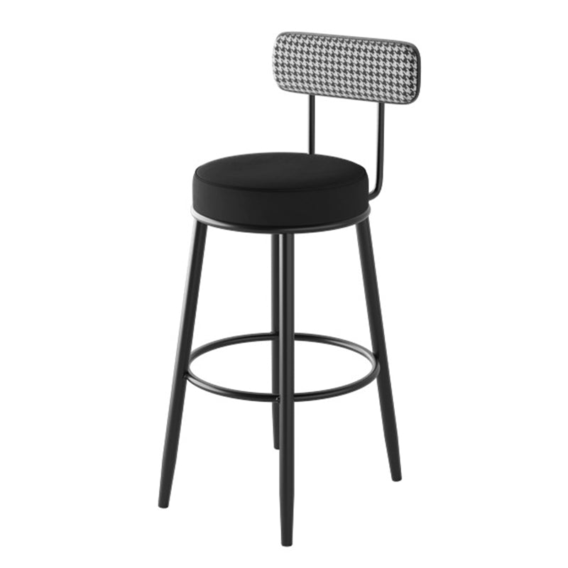 Contemporary Metal Stool Faux Leather Counter Stool in Matte Finish for Indoor