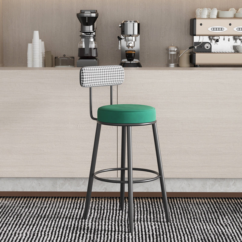 Contemporary Metal Stool Faux Leather Counter Stool in Matte Finish for Indoor