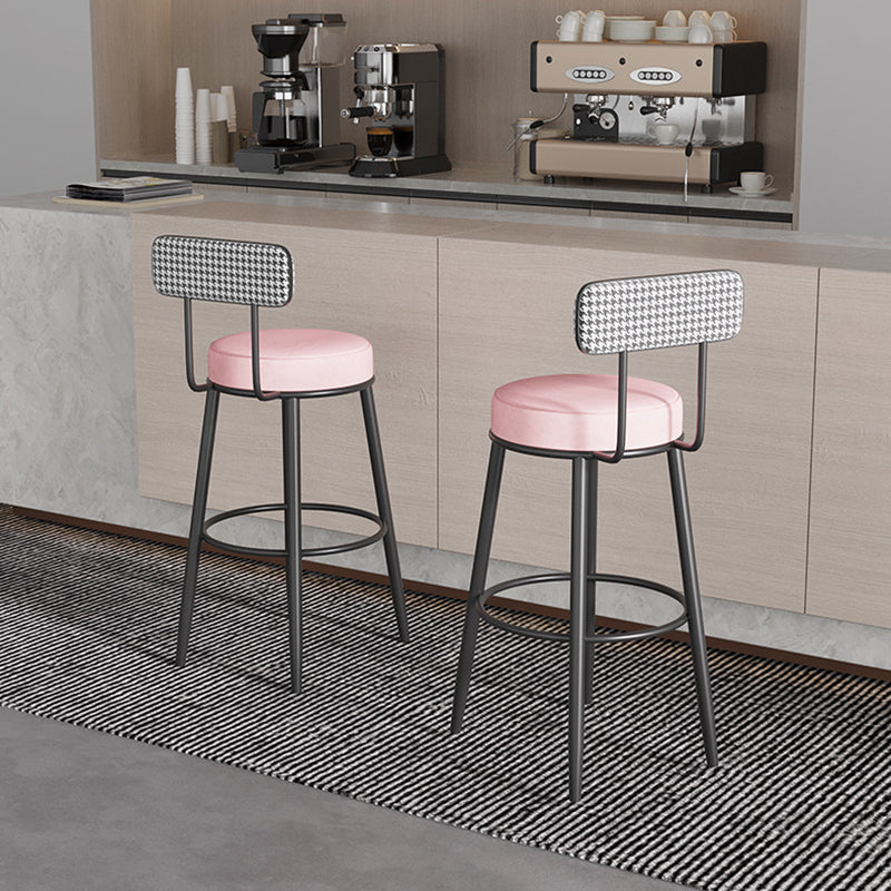 Contemporary Metal Stool Faux Leather Counter Stool in Matte Finish for Indoor
