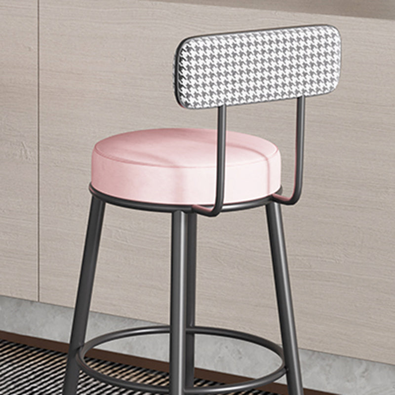 Contemporary Metal Stool Faux Leather Counter Stool in Matte Finish for Indoor