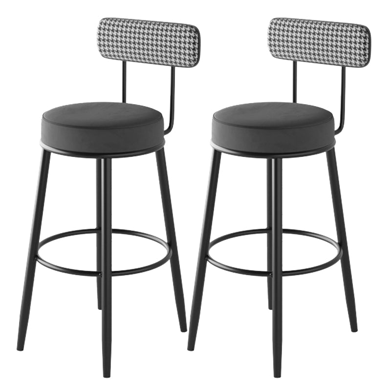 Contemporary Metal Stool Faux Leather Counter Stool in Matte Finish for Indoor