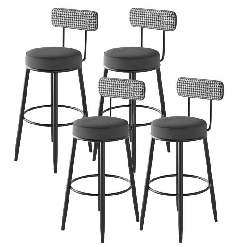 Contemporary Metal Stool Faux Leather Counter Stool in Matte Finish for Indoor