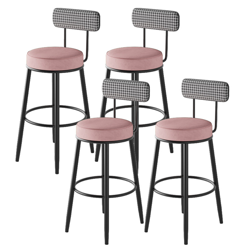 Contemporary Metal Stool Faux Leather Counter Stool in Matte Finish for Indoor