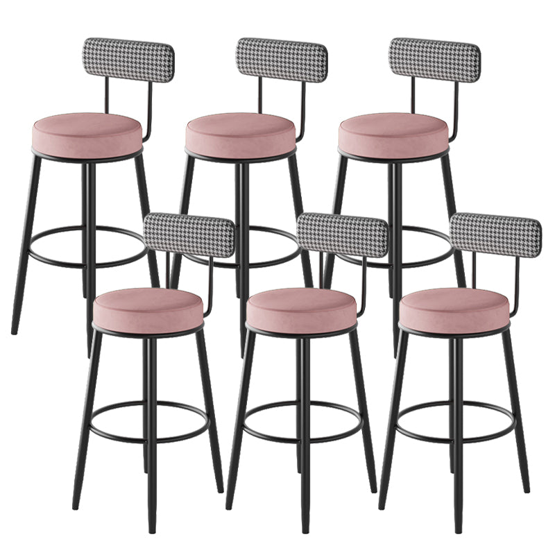 Contemporary Metal Stool Faux Leather Counter Stool in Matte Finish for Indoor