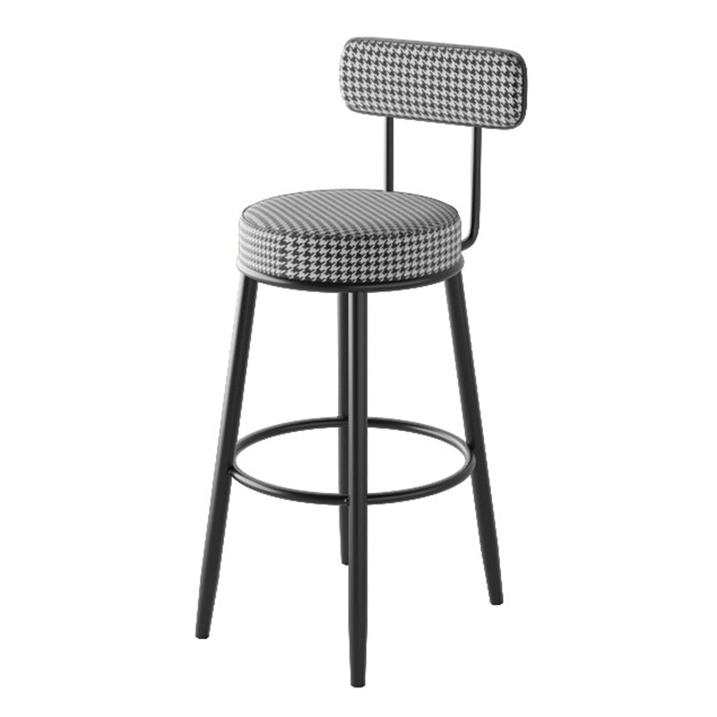 Contemporary Metal Stool Faux Leather Counter Stool in Matte Finish for Indoor