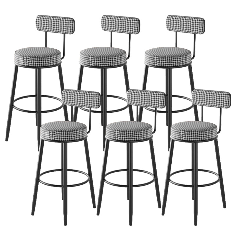 Contemporary Metal Stool Faux Leather Counter Stool in Matte Finish for Indoor