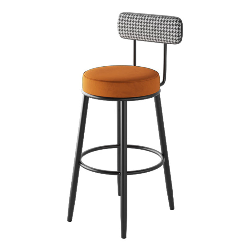 Contemporary Metal Stool Faux Leather Counter Stool in Matte Finish for Indoor
