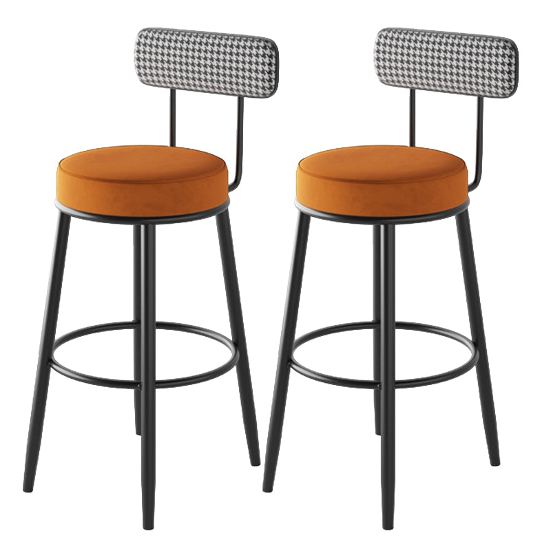 Contemporary Metal Stool Faux Leather Counter Stool in Matte Finish for Indoor