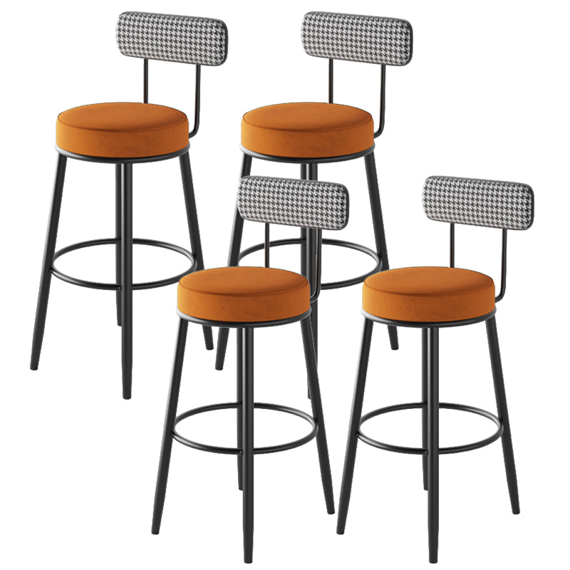 Contemporary Metal Stool Faux Leather Counter Stool in Matte Finish for Indoor