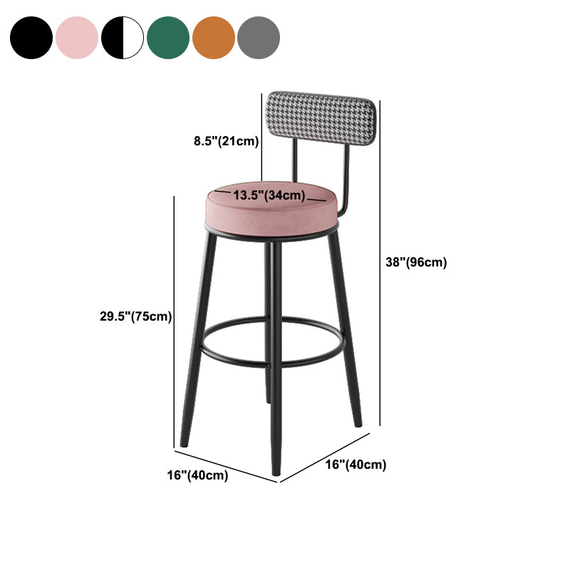 Contemporary Metal Stool Faux Leather Counter Stool in Matte Finish for Indoor