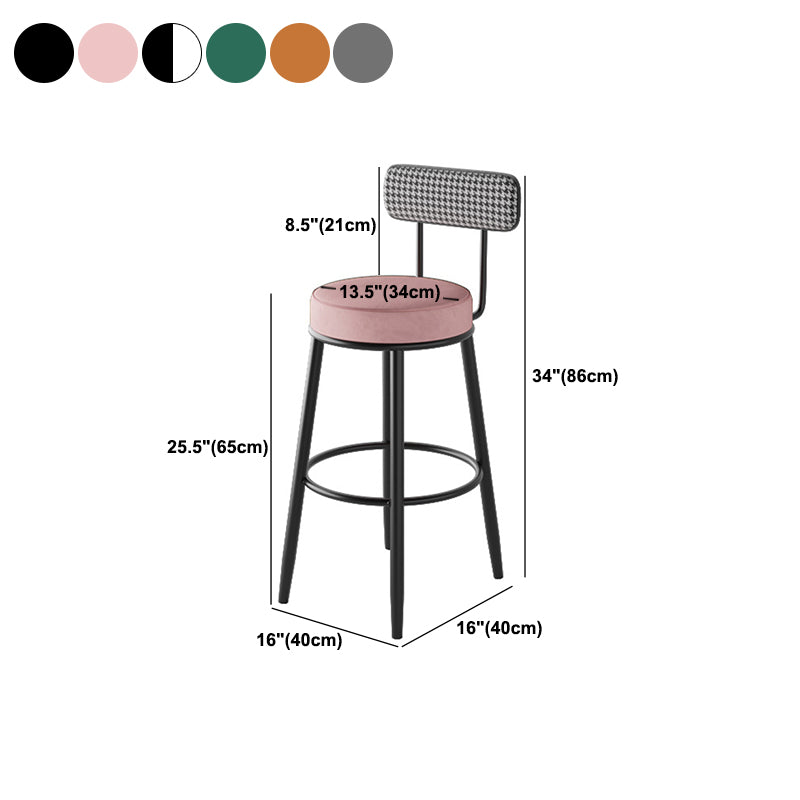 Contemporary Metal Stool Faux Leather Counter Stool in Matte Finish for Indoor