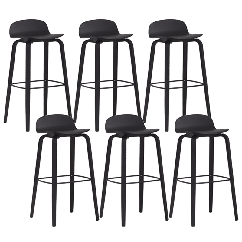 Plastic Low Back Bar Stools Scandinavian Beech Wood Base Barstool