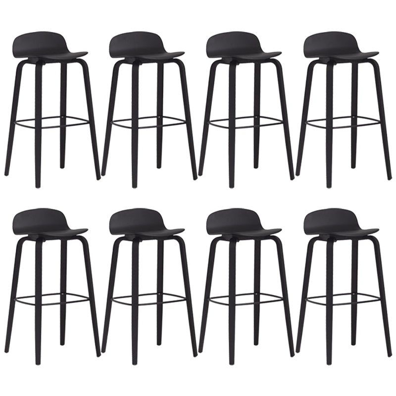 Plastic Low Back Bar Stools Scandinavian Beech Wood Base Barstool