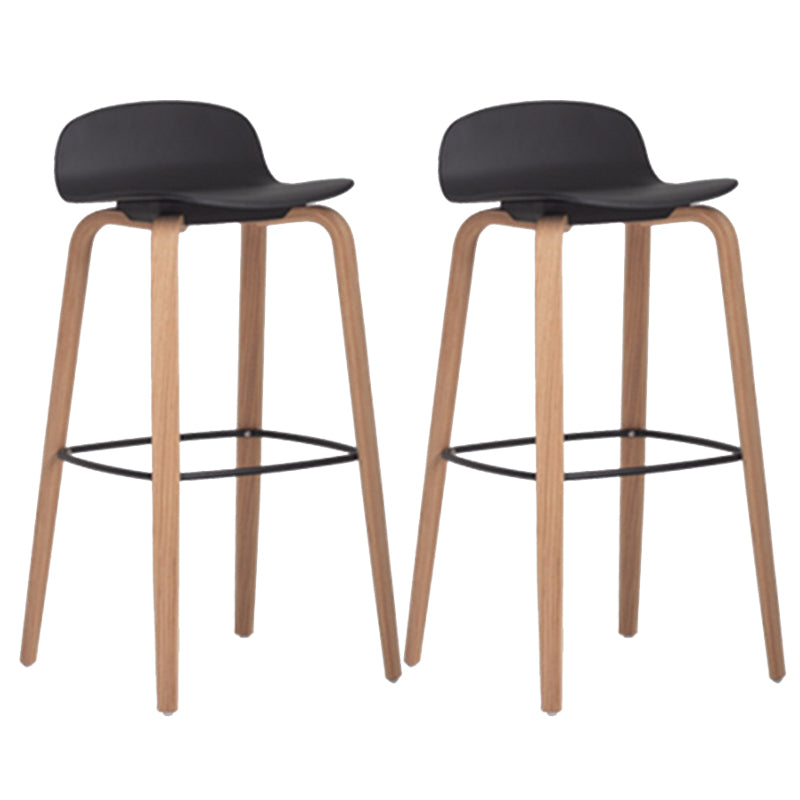 Plastic Low Back Bar Stools Scandinavian Beech Wood Base Barstool