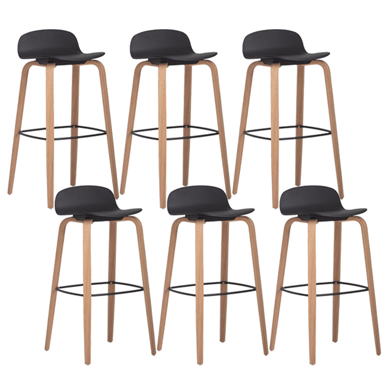 Plastic Low Back Bar Stools Scandinavian Beech Wood Base Barstool