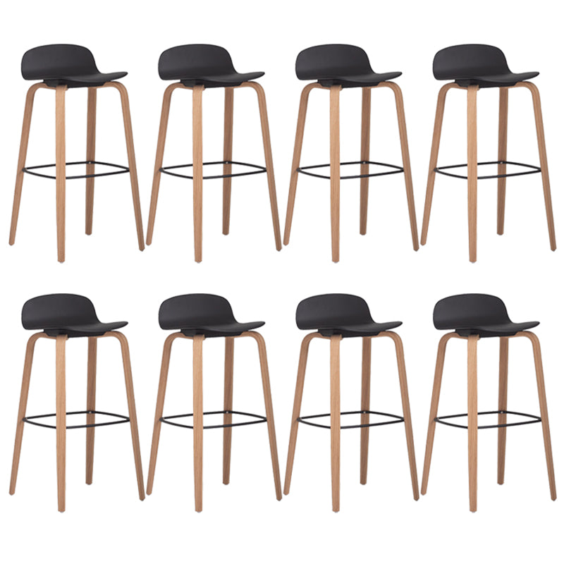 Plastic Low Back Bar Stools Scandinavian Beech Wood Base Barstool