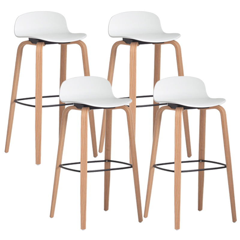 Plastic Low Back Bar Stools Scandinavian Beech Wood Base Barstool