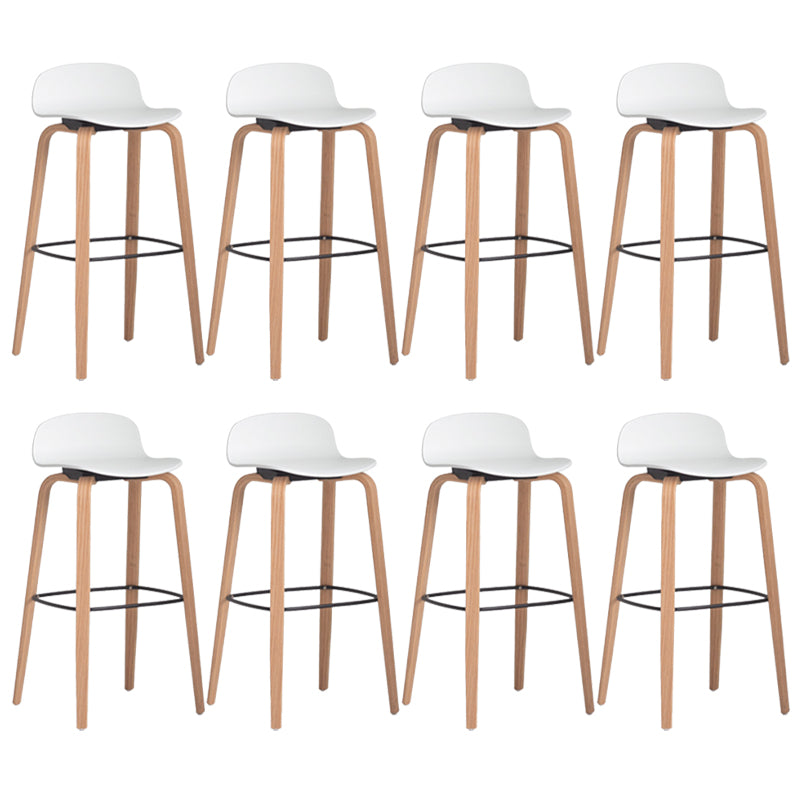 Plastic Low Back Bar Stools Scandinavian Beech Wood Base Barstool